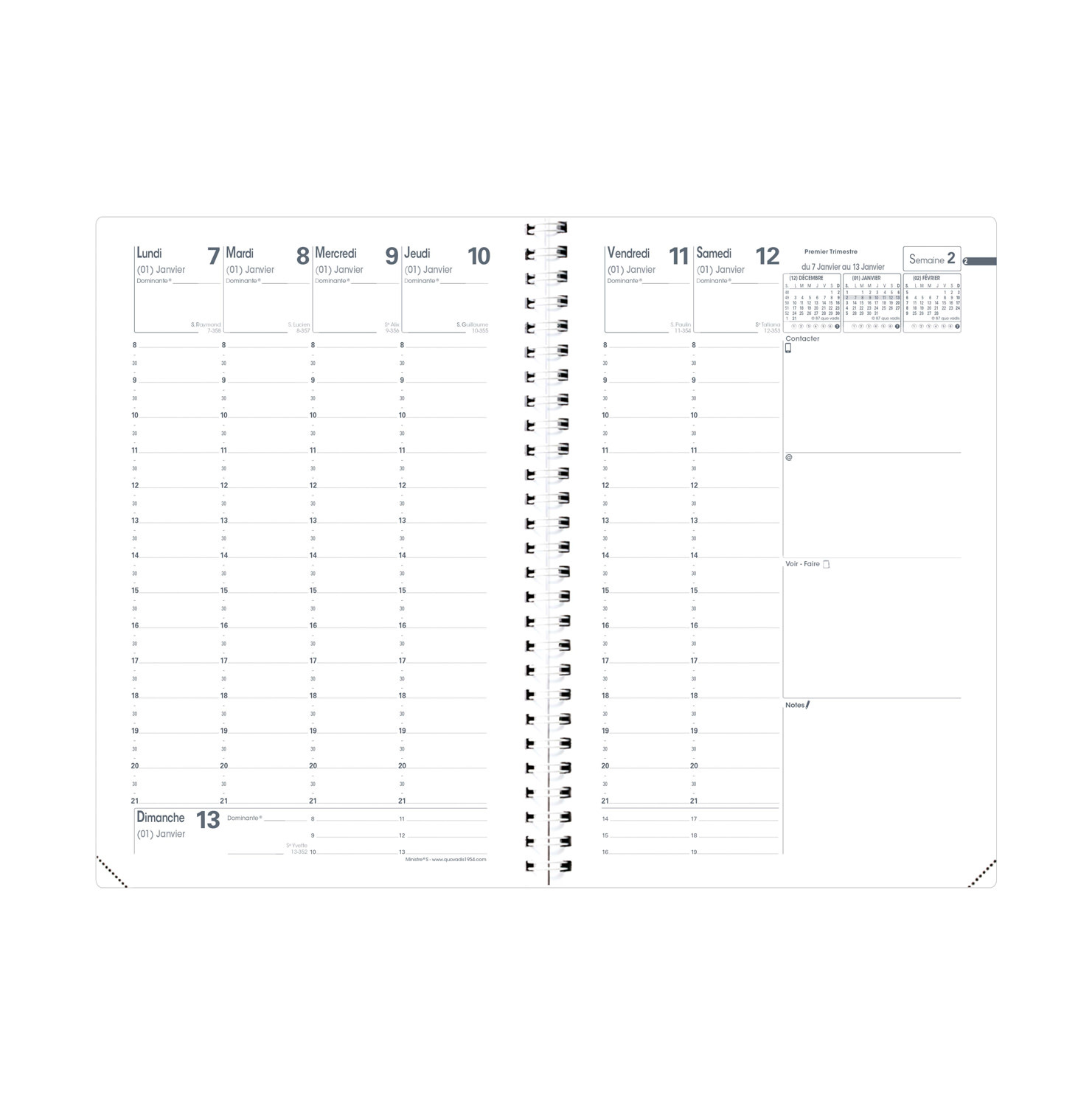 QUO VADIS Agenda Ministre S Sept Rep Fr Club Framboise 16x24cm