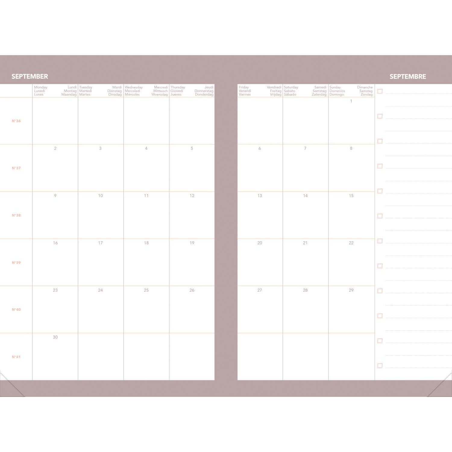 QUO VADIS Agenda Ministre SEPT COLOR rep ML Céleste Rose 16x24cm