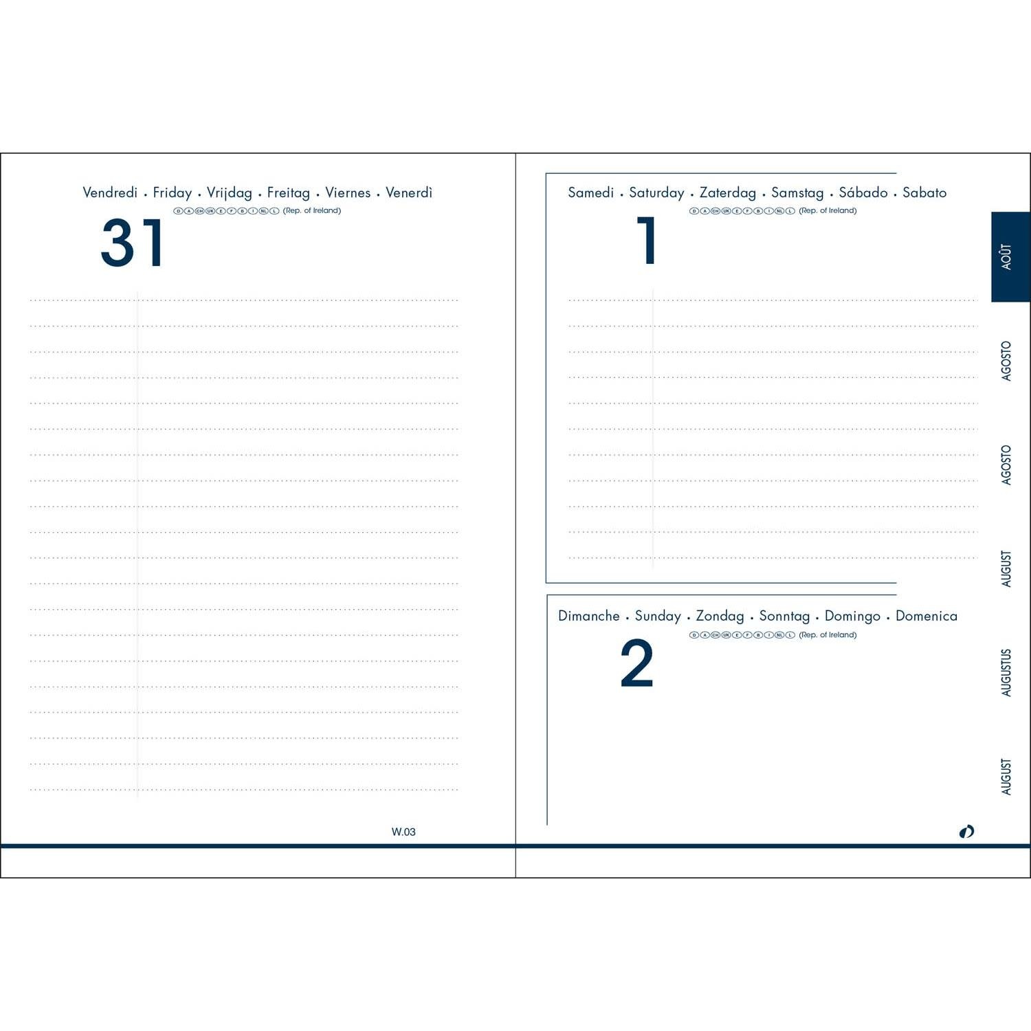 QUO VADIS Agenda Journalier Eurotextagenda ML Pastel Parme CR élast 12x17cm