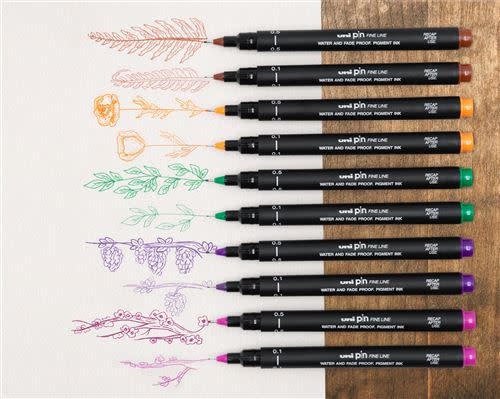 UNI-BALL Pochette 8 Feutres Uni-Pin pointes 0,5mm Couleurs assorties Life in color