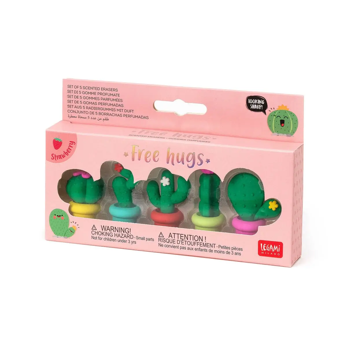LEGAMI Set Of 5 Scented Erasers - Free Hugs - Cactus
