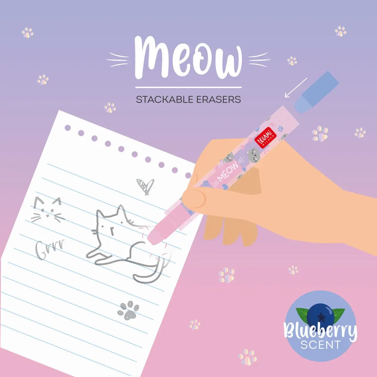 LEGAMI Meow - Gommes Empilables - Kitty