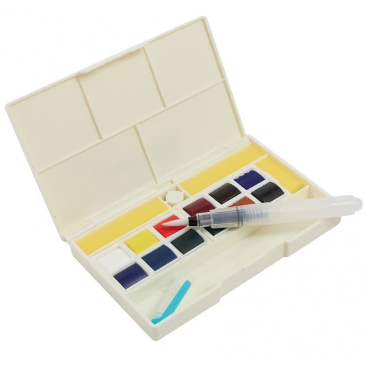 SENNELIER Boite aquarelle Mains libres 12 demi godets la petite Aquarelle Nymphéas, effet du soir Claude Monet