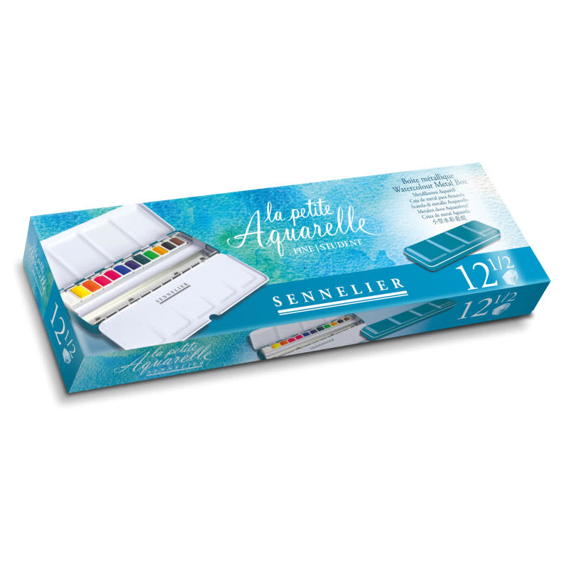 SENNELIER Boite métal la Petite Aquarelle fine 12 demi-godets + 12 emplacements vides