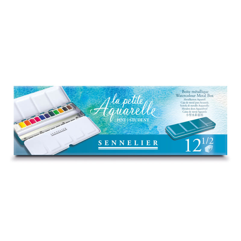 SENNELIER Boite métal la Petite Aquarelle fine 12 demi-godets + 12 emplacements vides