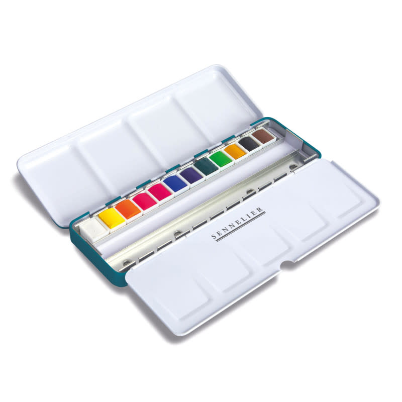 SENNELIER Boite métal la Petite Aquarelle fine 12 demi-godets + 12 emplacements vides