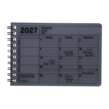 MARK'S EUROPE Notebook Calendar XS 12 mois 2027, Black 9x13,5cm