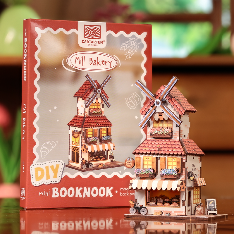 TONECHEER Mini Booknook Mill Bakery 7,6×8,3×11,5cm