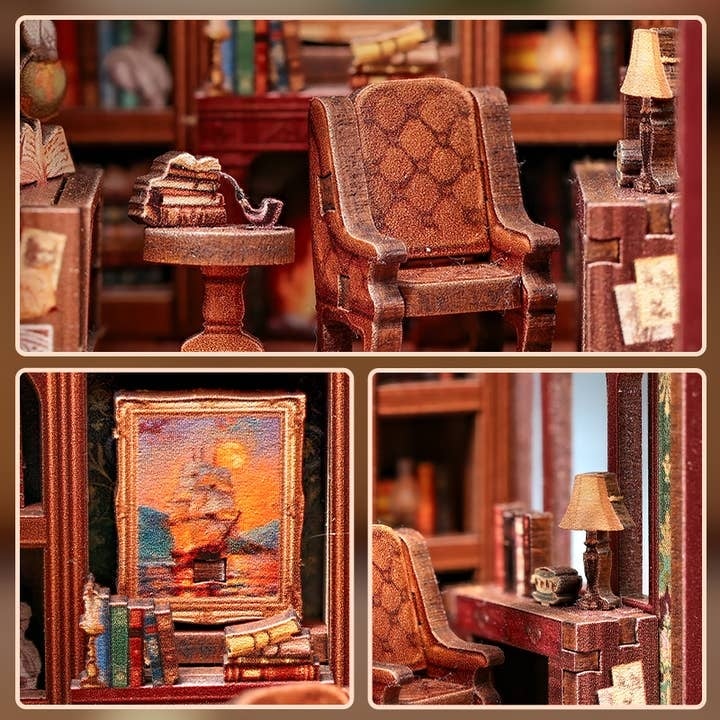 TONECHEER Mini Booknook Gentlemans Lounge  7x6,3x5cm