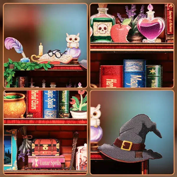 TONECHEER Mini Booknook Magic Bookshelf 7x1,5x9,75cm