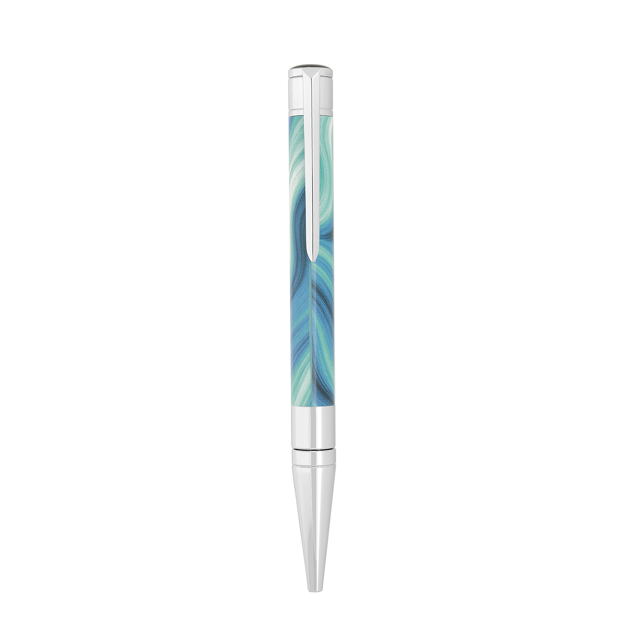 DUPONT S.T Stylo Bille - Initial - GEODE Bleu Chrome