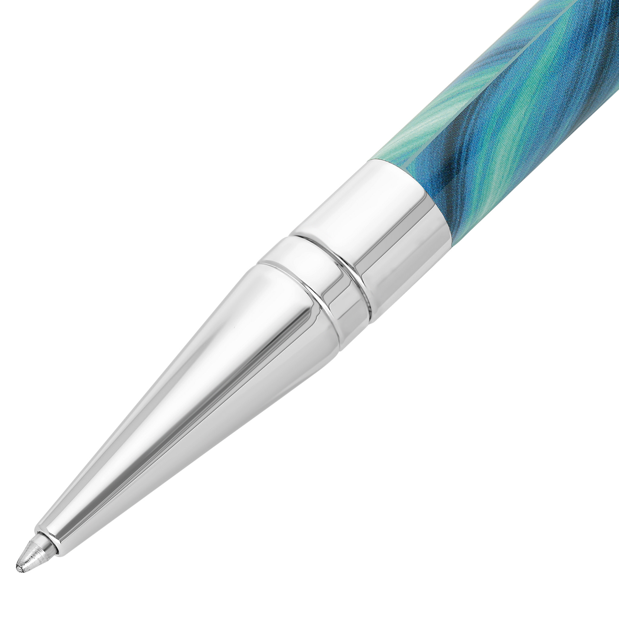 DUPONT S.T Stylo Bille - Initial - GEODE Bleu Chrome