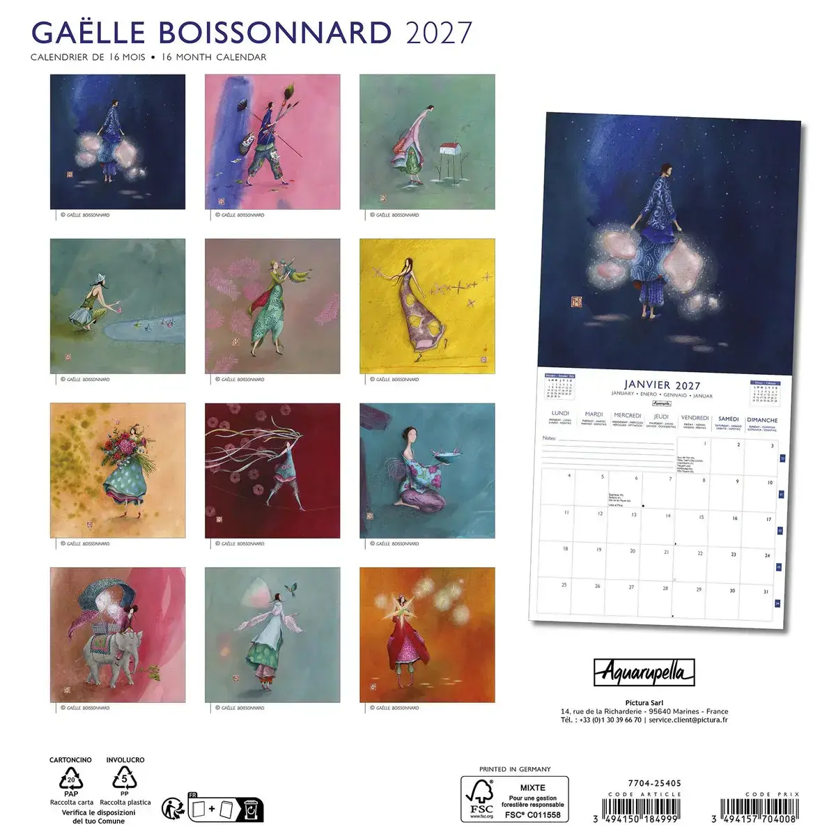 Calendriers 30x30 Illus. 2027 G. Boissonnard - Traverser la nuit