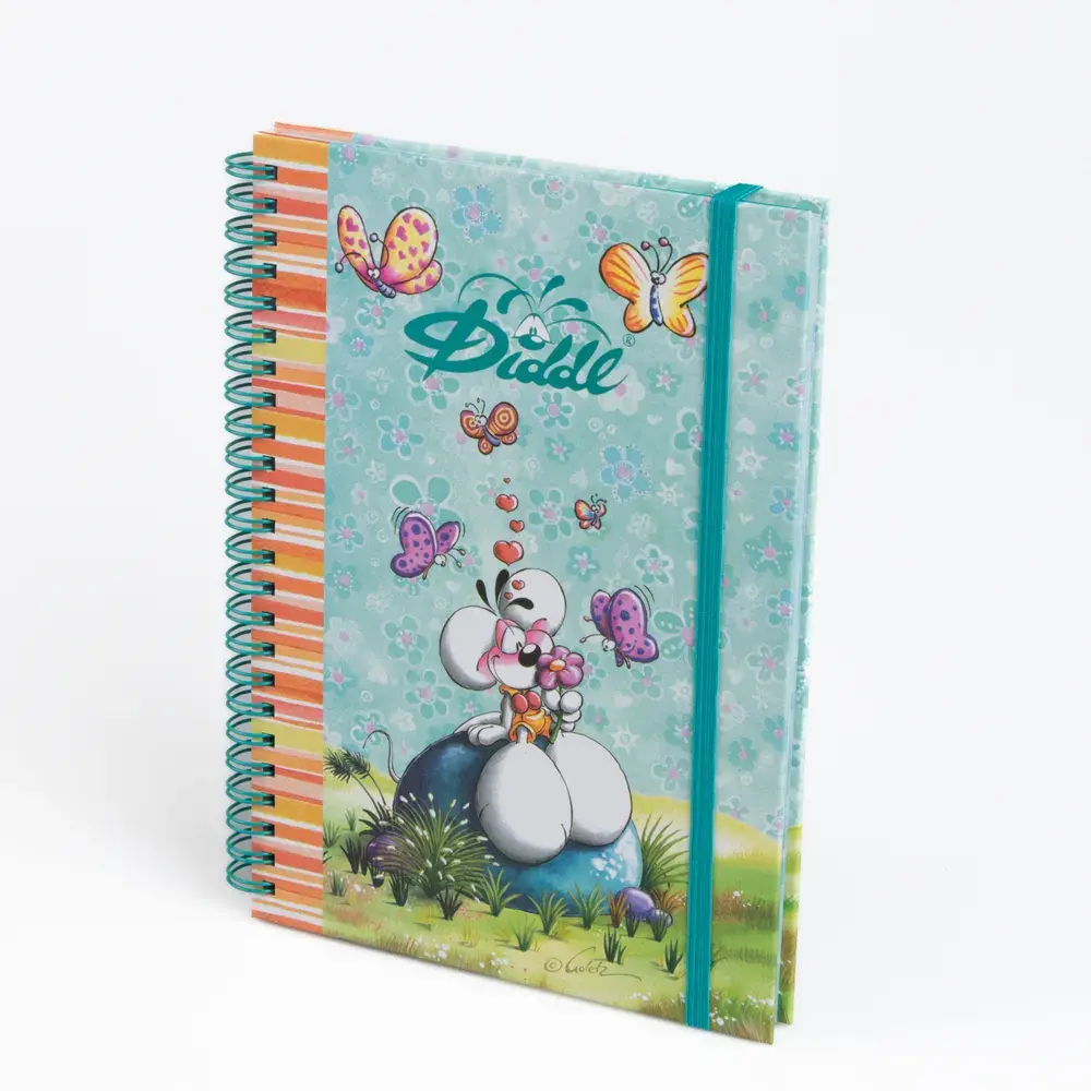 DIDDL Cahier à spirale A5 élastique à paillettes 16,5× 2×21,5 cm modèles aléatoires