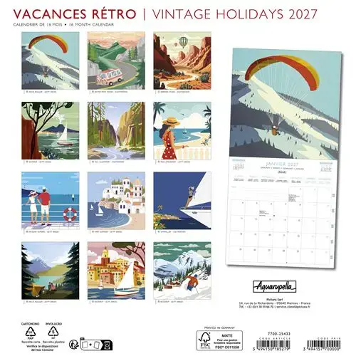 Calendriers 30x30 2027 Vacances retro