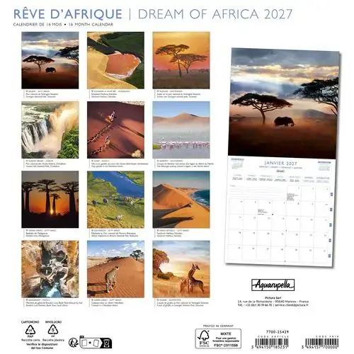 Calendriers 30x30 2027 Rêves d'Afrique