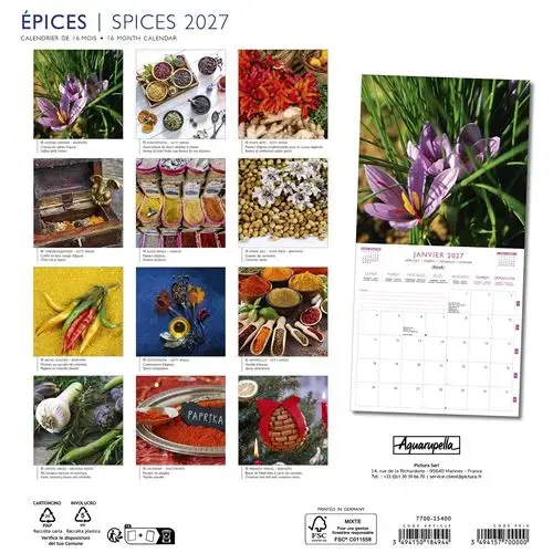 Calendriers 30x30 2027 Epices