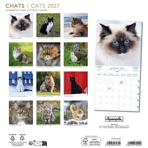 Calendriers 30x30 2027 Chats