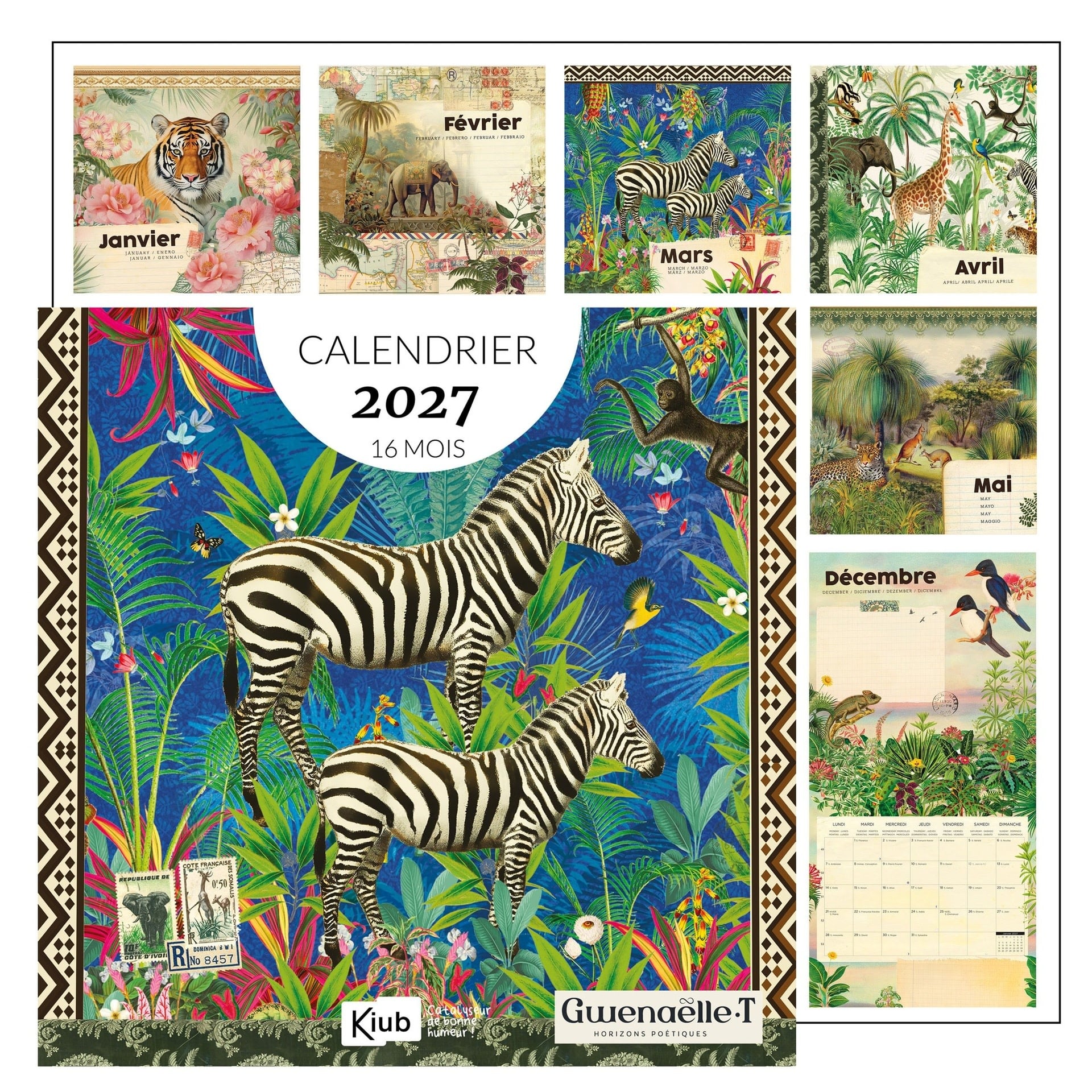 Calendrier 30x30 16 Mois 2027 Savane