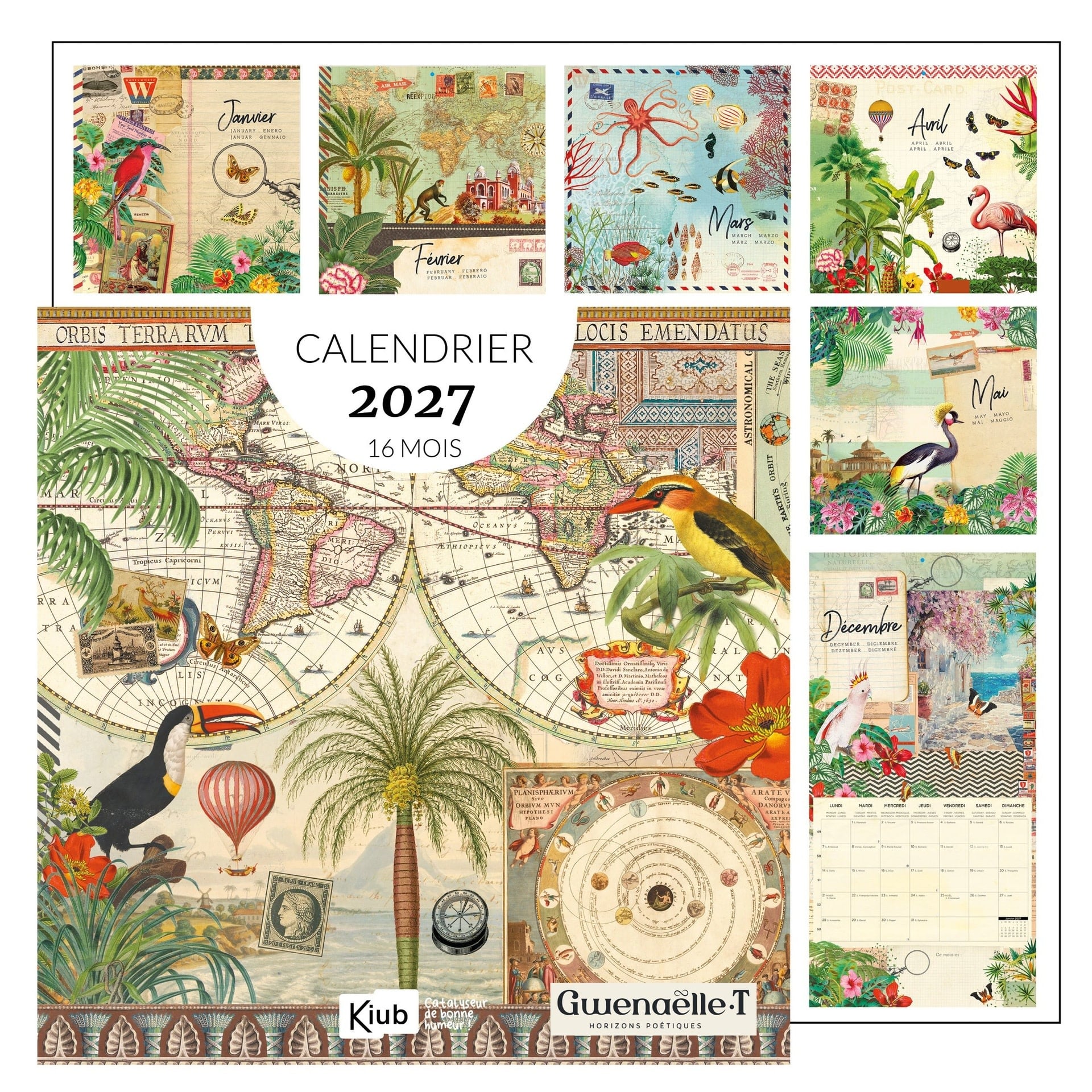 Calendrier 30x30 16 Mois 2027 Mappe Monde