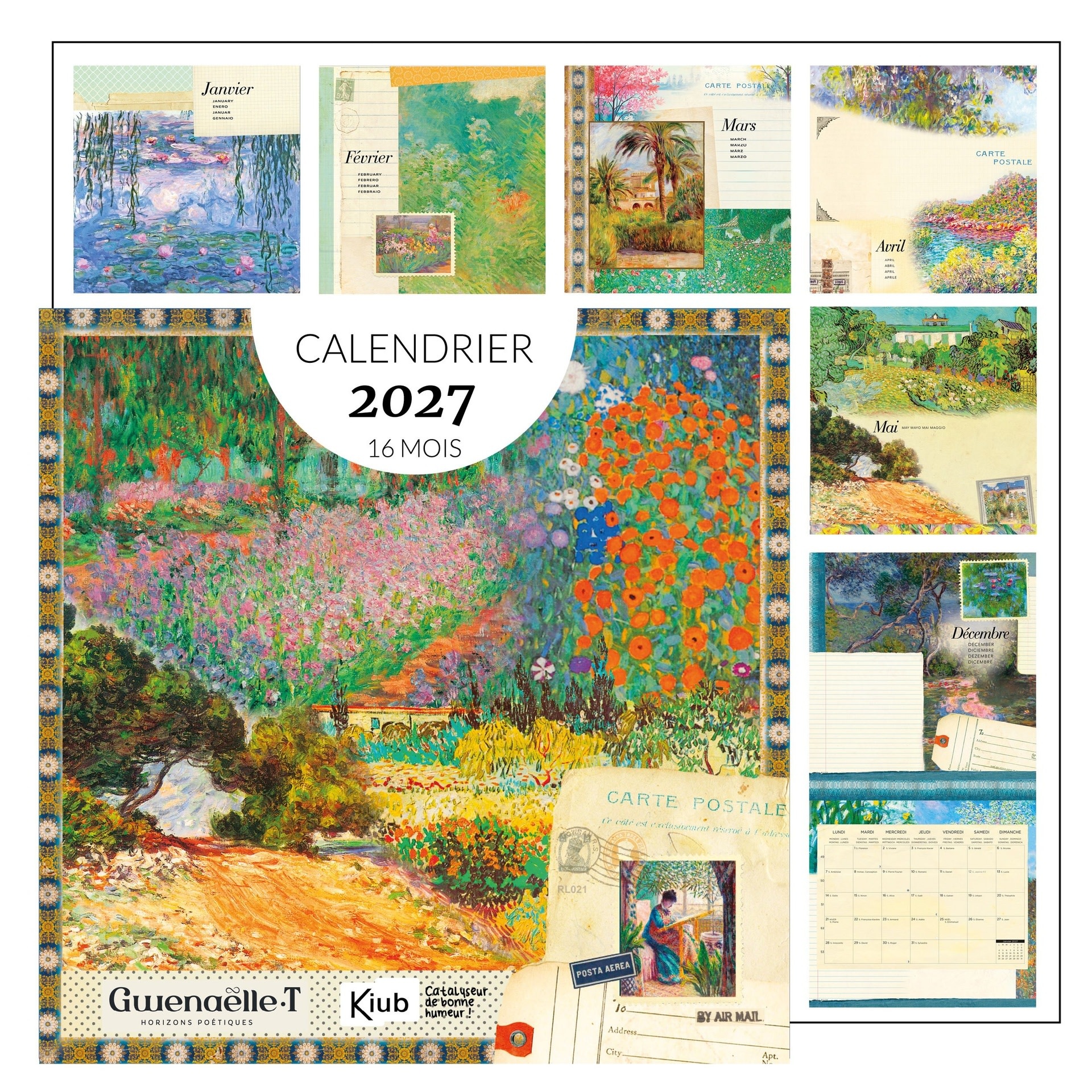 Calendrier 30x30 16 Mois 2027 Impressionnistes