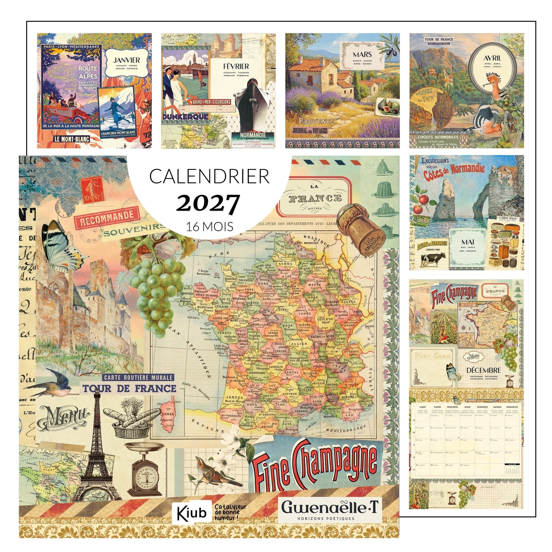 Calendrier 30x30 16 Mois 2027 France