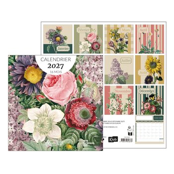 KIUB Calendrier 30x30 16 Mois 2027 - The Dybdahl Co. - Fleurs