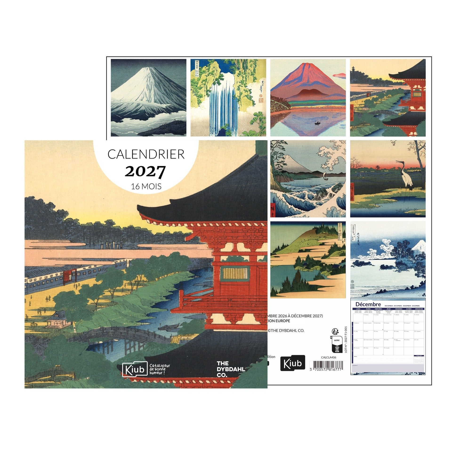 KIUB Calendrier 30x30 16 Mois 2027 - The Dybdahl Co. - Japon