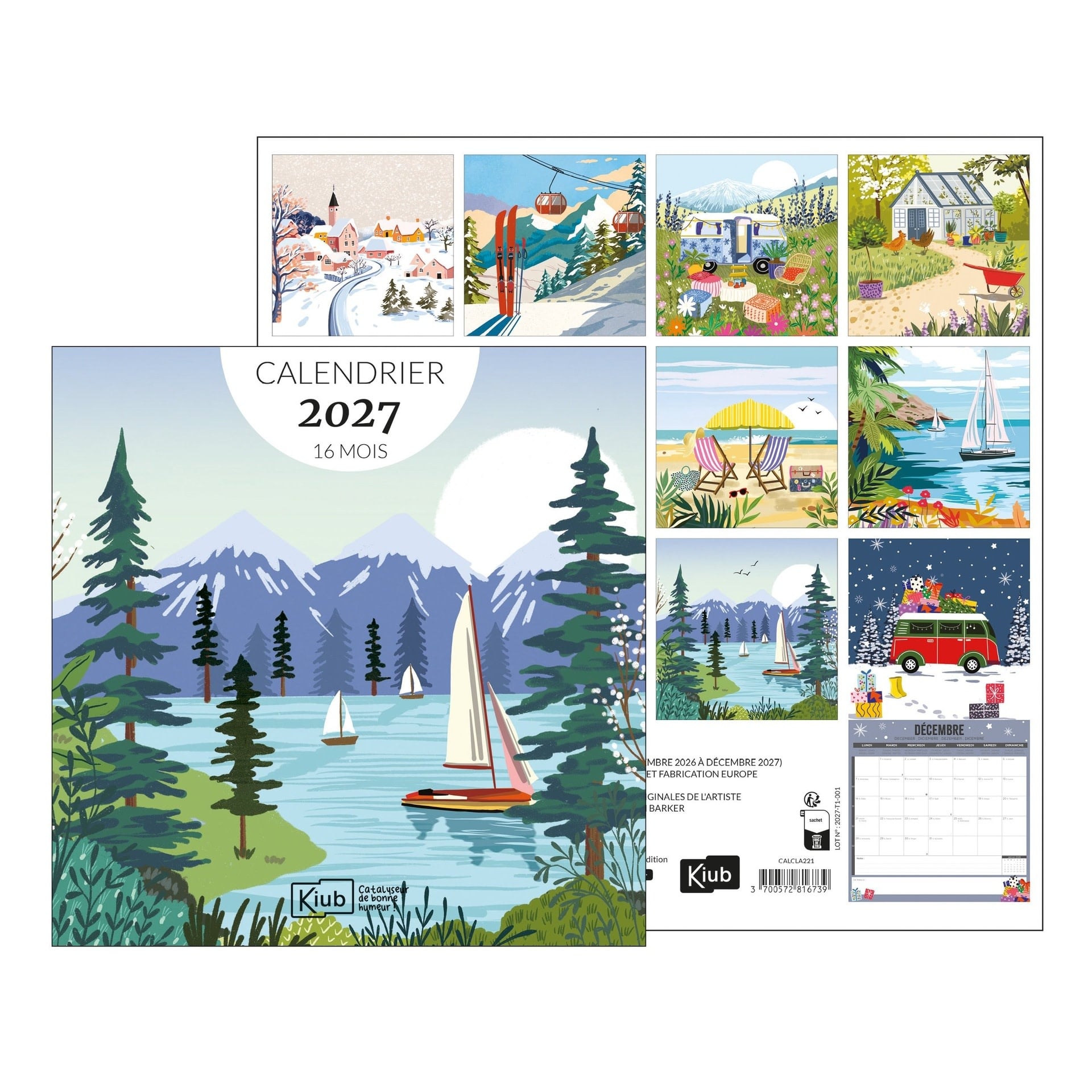 KIUB Calendrier 30x30 16 Mois 2027 - Cake And Crayons - Aventures