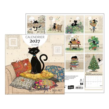 KIUB Calendrier 30x30 16 Mois 2027 - Bug Art Assortis Chats