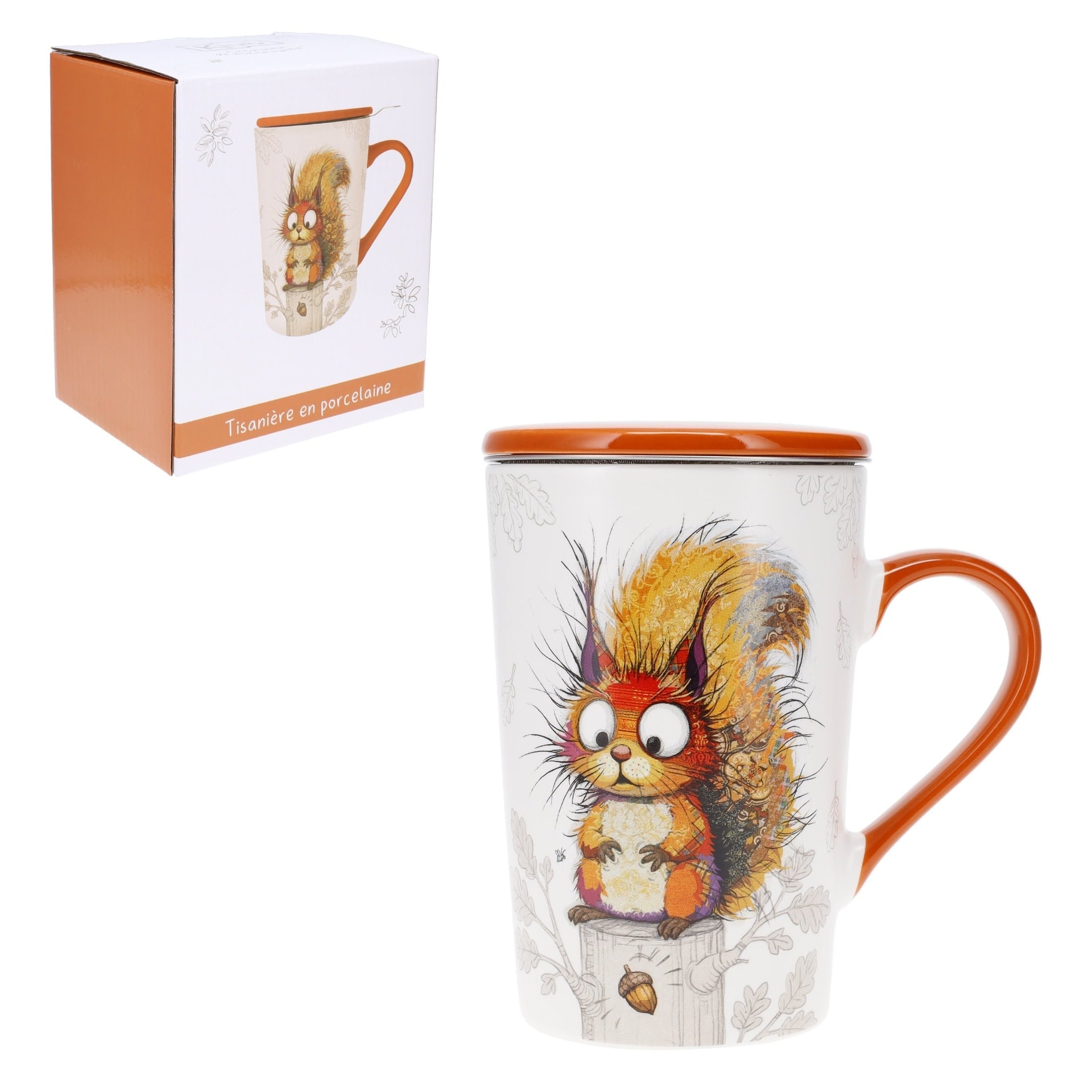 KIUB Mug Tisaniere Xl Conique Mat 435 Ml Kook Ecureuil Noisette