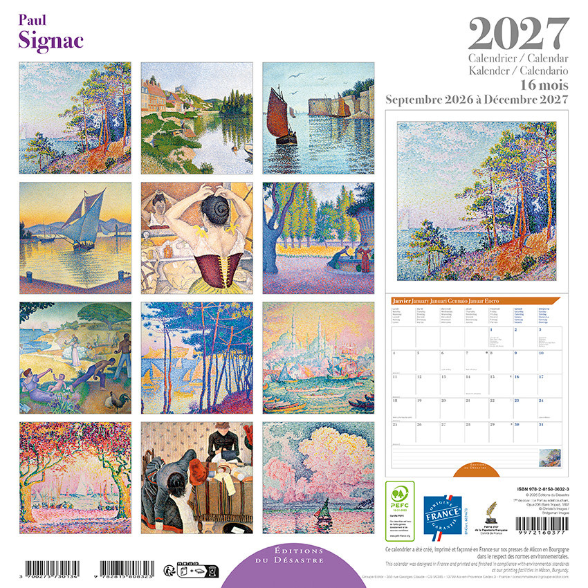 EDITIONS DU DESASTRE Calendrier 16 mois 30X30 Signac 2027