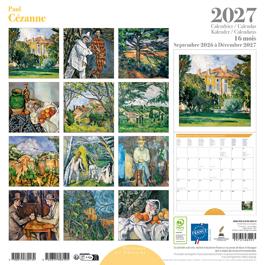 EDITIONS DU DESASTRE Calendrier 16 mois 30X30 Cézanne 2027