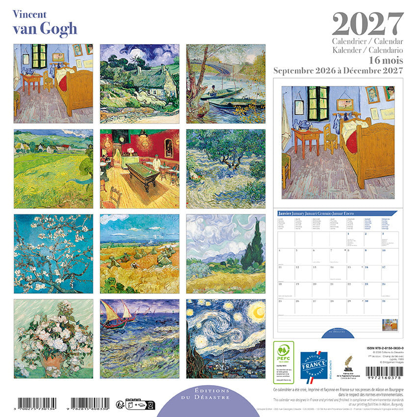 EDITIONS DU DESASTRE Calendrier 16 mois 30X30 Van Gogh 2027