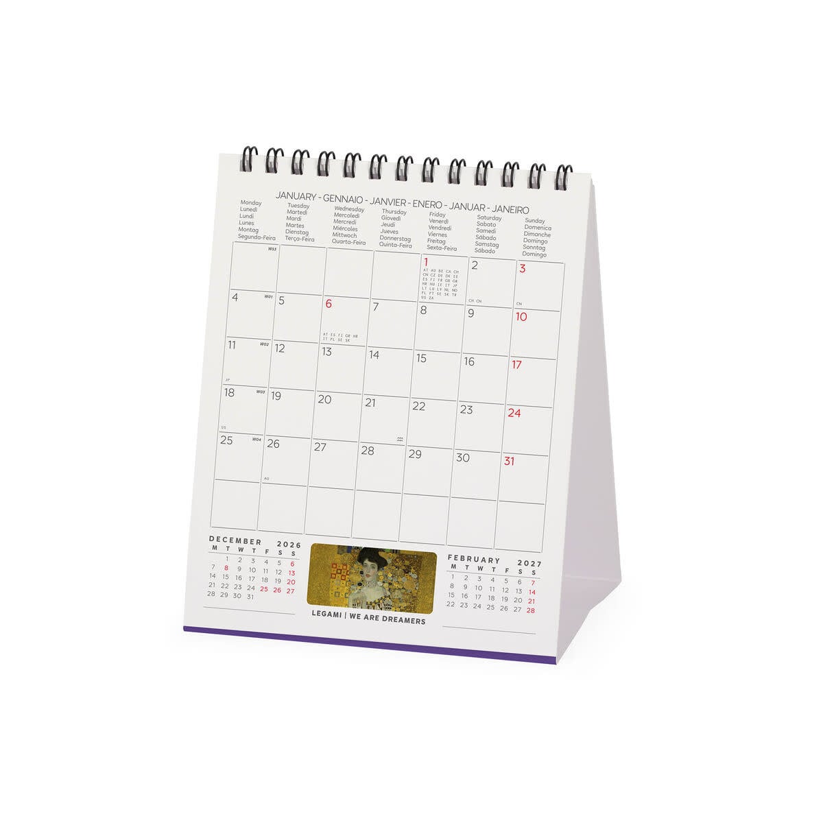 LEGAMI Desk Calendar 2027 - Art Collection - Gustav Klimt - 12x14.5