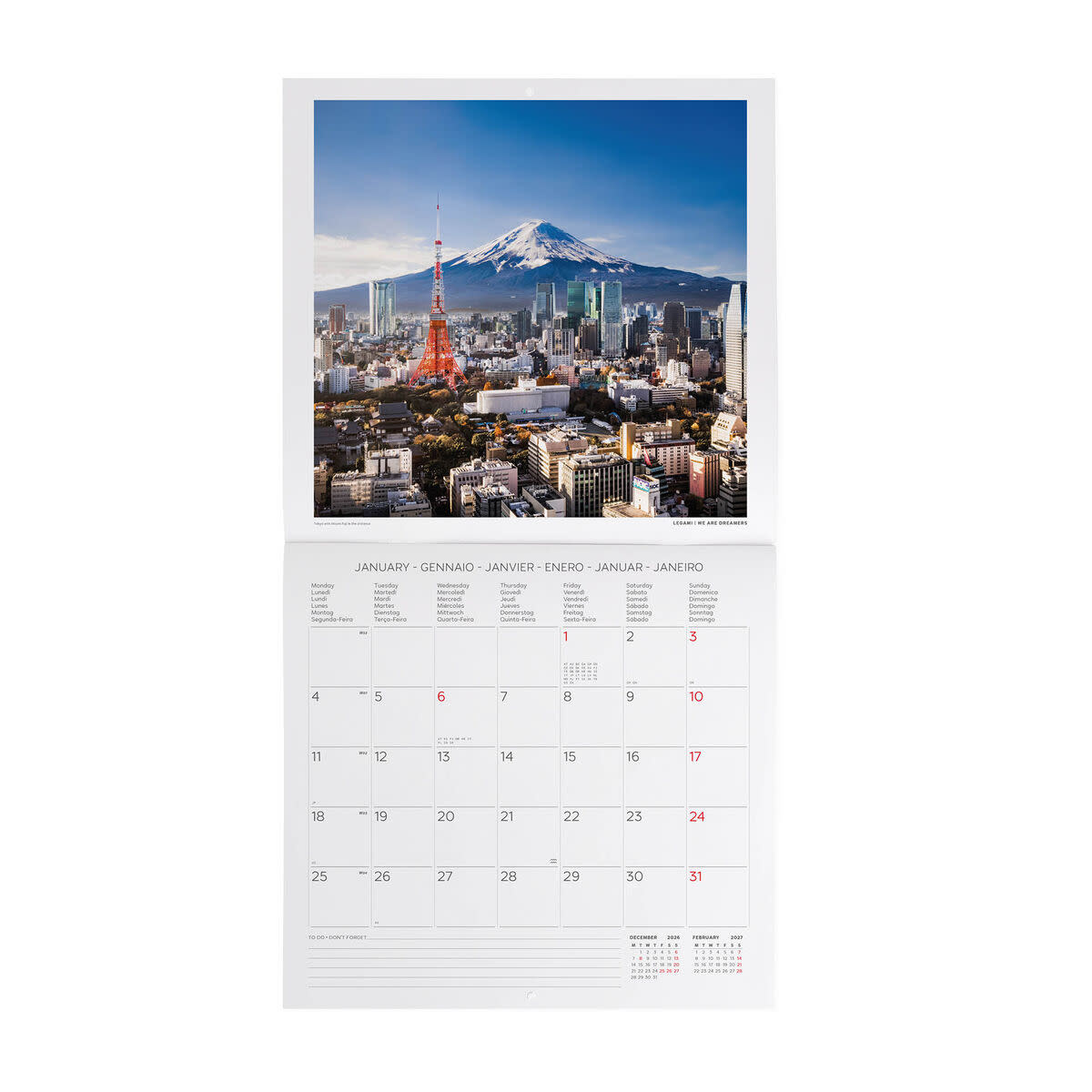 LEGAMI Wall Calendar 2027 - Around the World - Beauty of Japan - 30x29