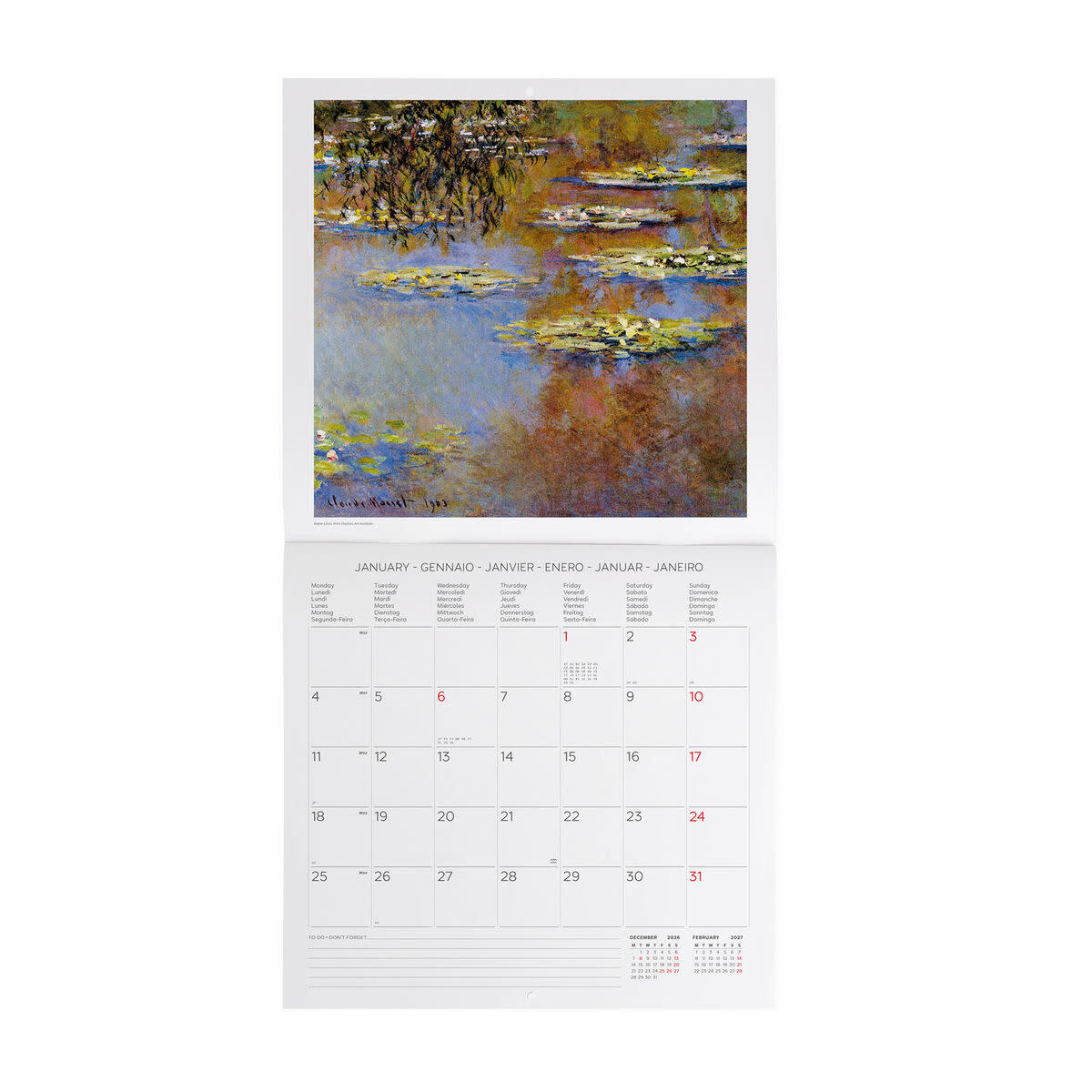 LEGAMI Wall Calendar 2027 - Art Collection - Claude Monet - 30x29