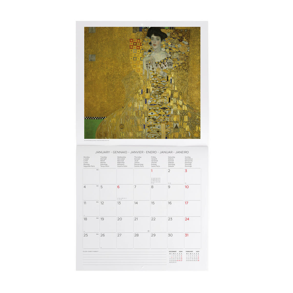 LEGAMI Wall Calendar 2027 - Art Collection - Gustav Klimt - 30x29