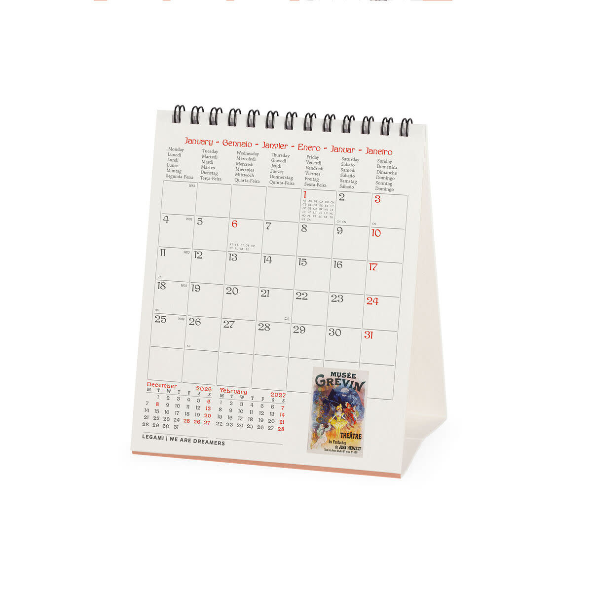 LEGAMI Desk Calendar 2027 - Art Collection - Belle Époque - 12x14.5
