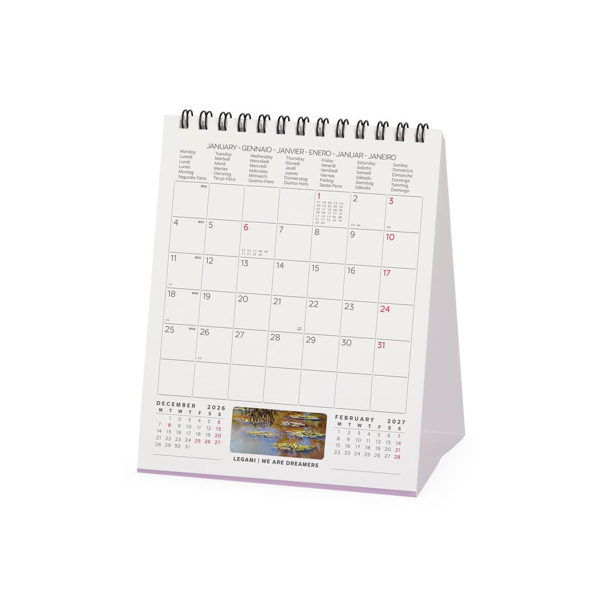 LEGAMI Desk Calendar 2027 - Art Collection - Claude Monet - 12x14.5