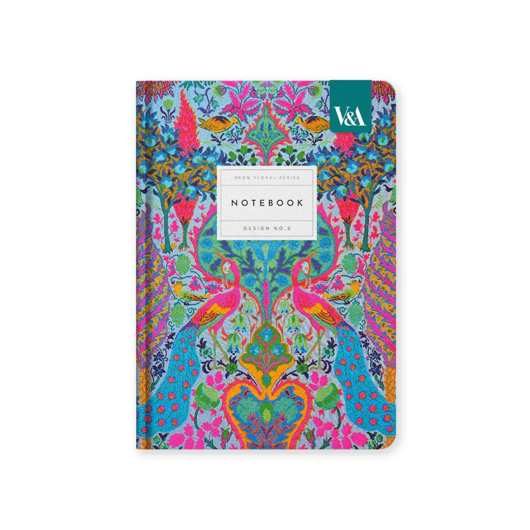 OHH DEER Neon Floral Turquoise Peacock Carnet à couverture rigide 192p (A5)