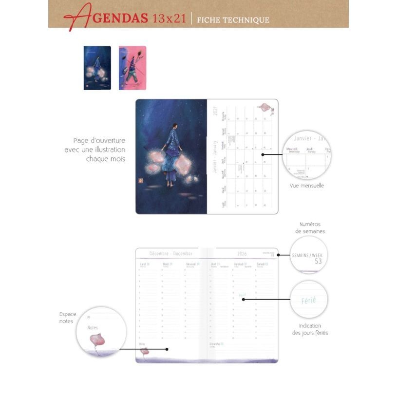 Agendas 13x21 2027 G. Boissonnard - Vivre en couleurs