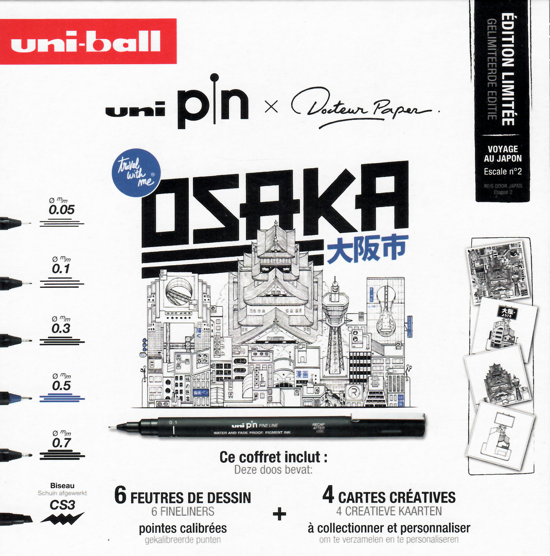 UNI-BALL Coffret 6 x Uni Pin et Docteur Papter Osaka