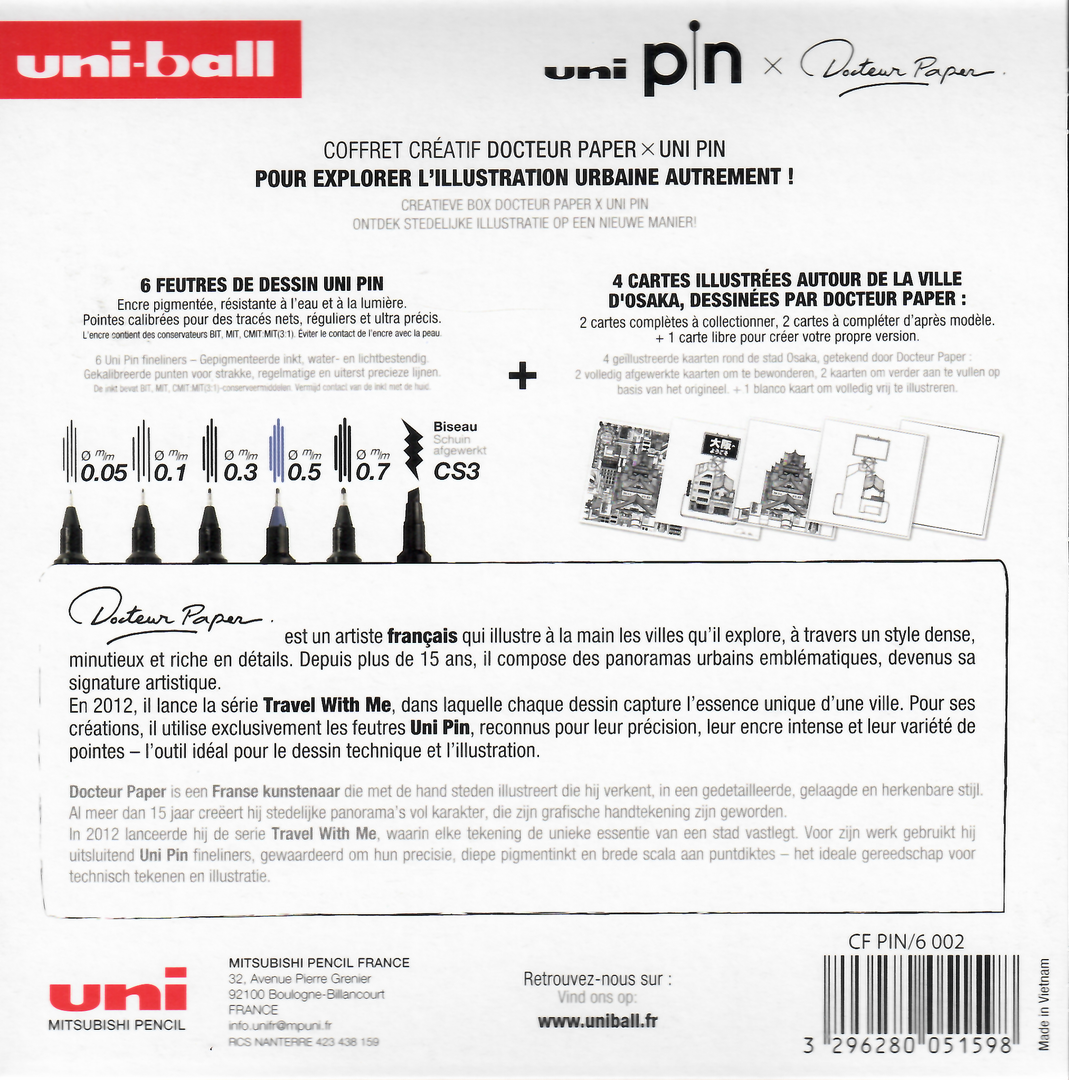 UNI-BALL Coffret 6 x Uni Pin et Docteur Papter Osaka