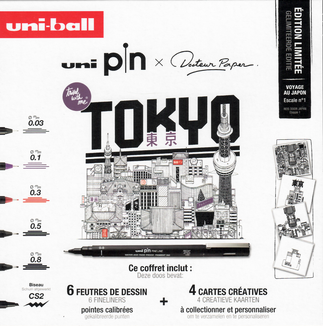 UNI-BALL Coffret 6 x Uni Pin et Docteur Papter Tokyo