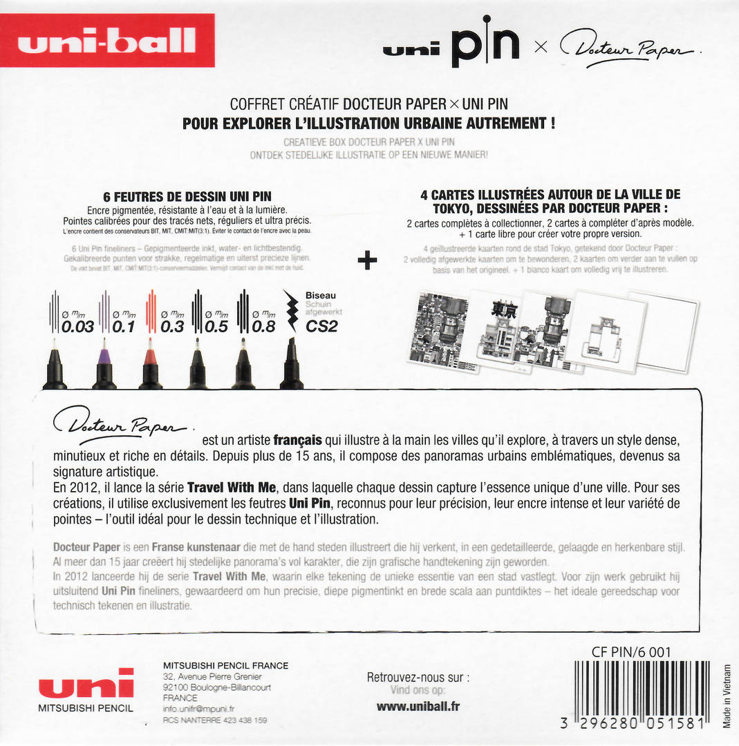UNI-BALL Coffret 6 x Uni Pin et Docteur Papter Tokyo
