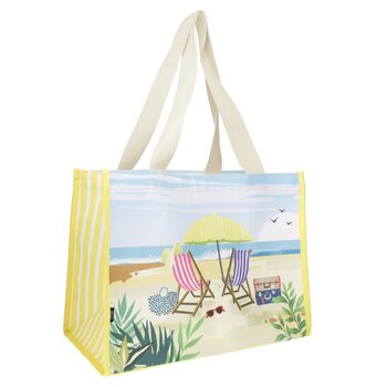 KIUB Cabas Rectangulaire Canvas 30 X 40 Cm Place Plage Transat + Rayures