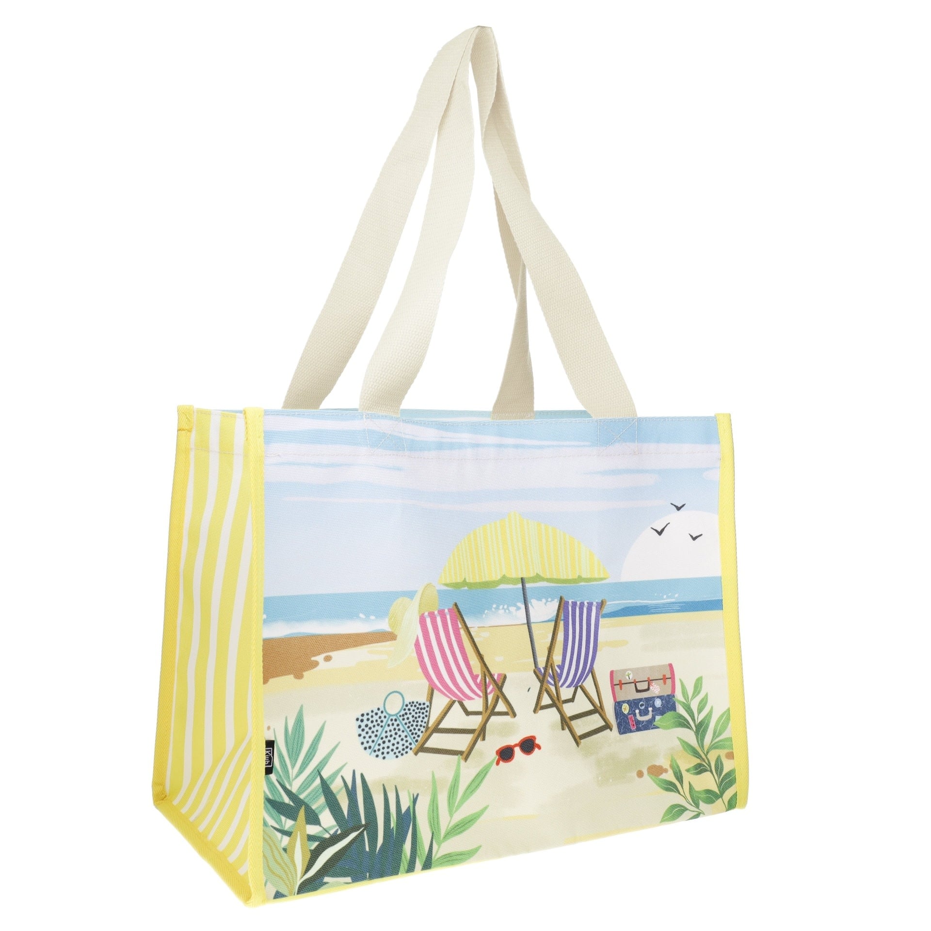 KIUB Cabas Rectangulaire Canvas 30 X 40 Cm Place Plage Transat + Rayures