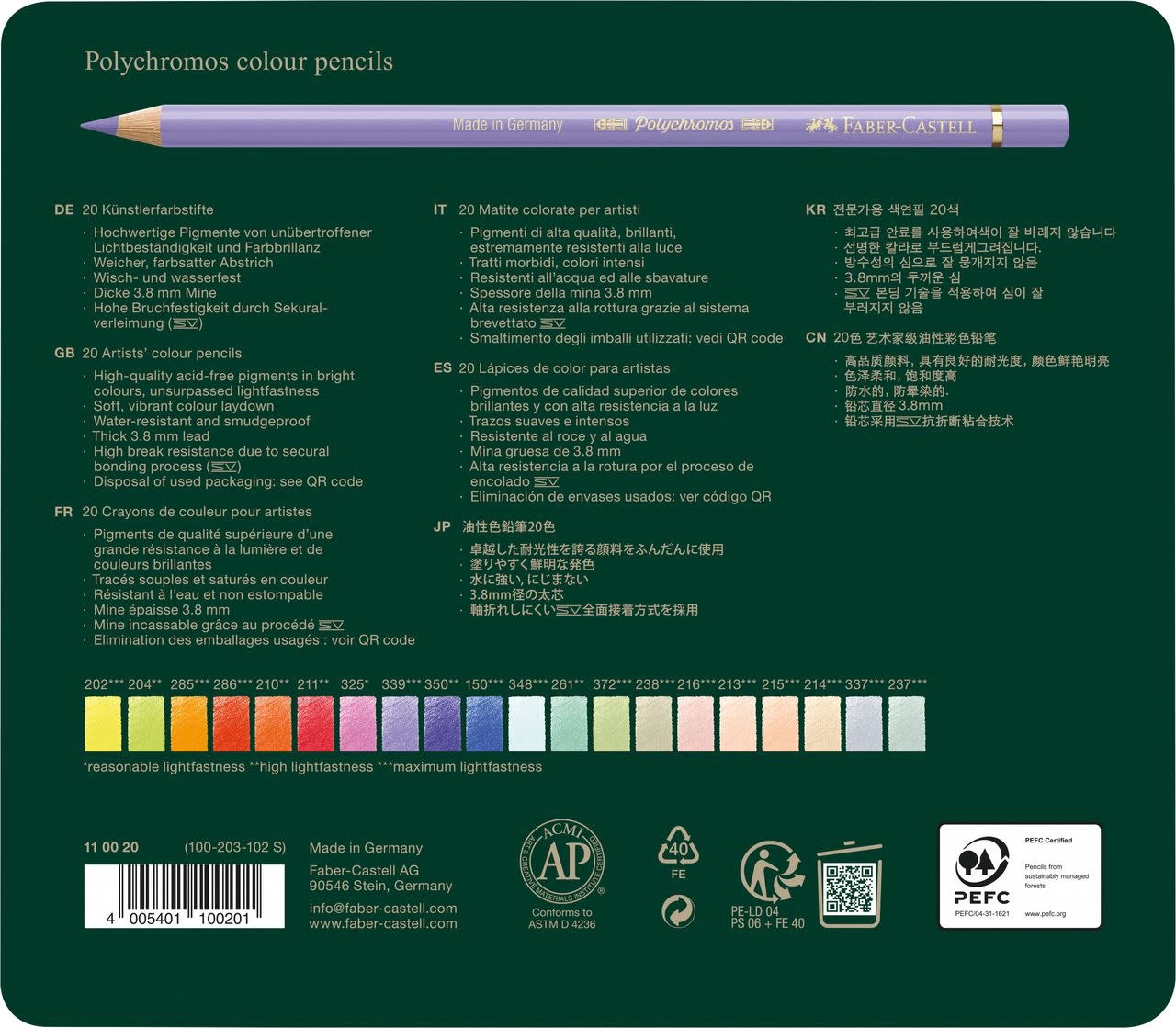 FABER CASTELL Crayons Polychromos boîte métal 20x nouvelles couleurs