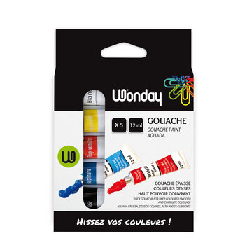 WONDAY Boite De 5 Tubes De Gouache 12 Ml Coloris Assortis Ls